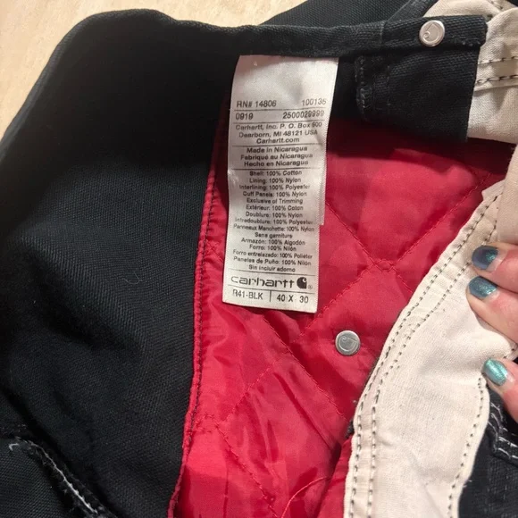 Carhartt Duck Quilt-Lined Zip-to-Thigh Bib Overalls (Style R41-BLK) 2019 40 X 30 - Picture 10 of 10